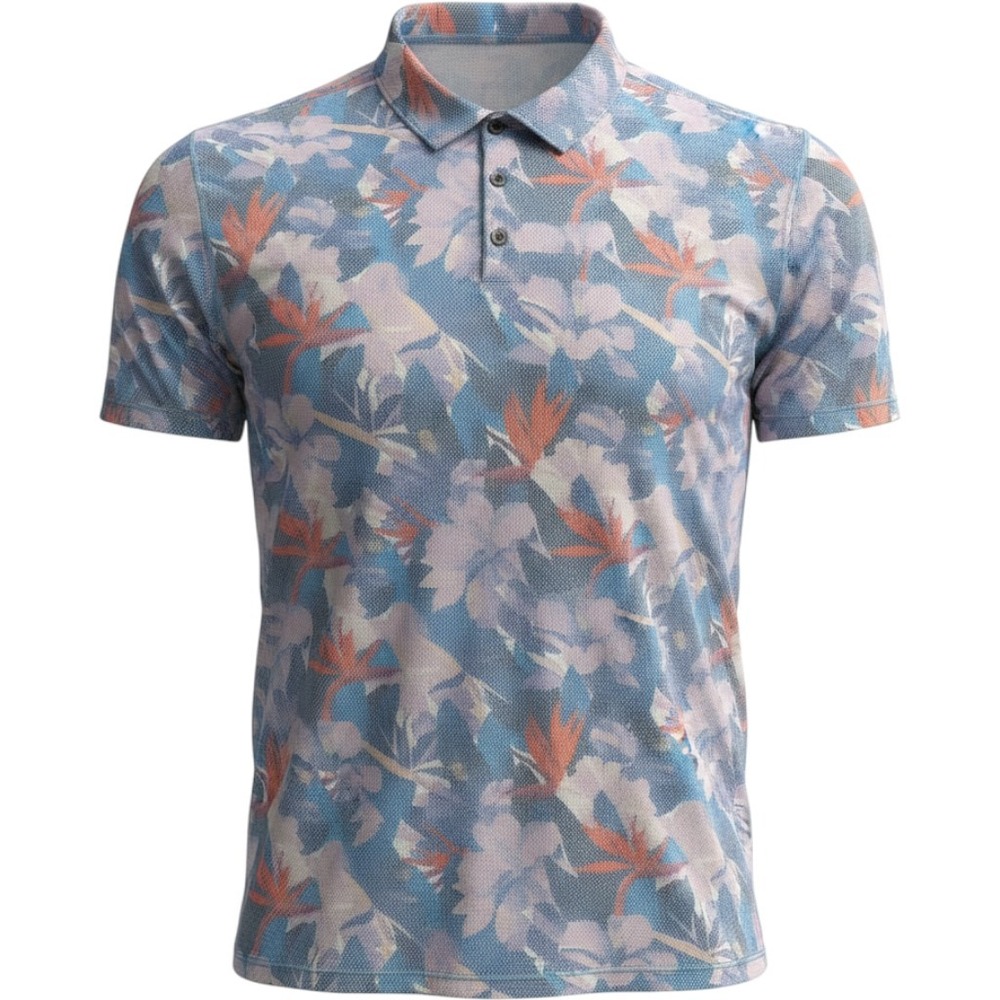 Tommy Bahama IslandZone Mens 2XLT Blue Floral Bird of Paradise Polo Shirt